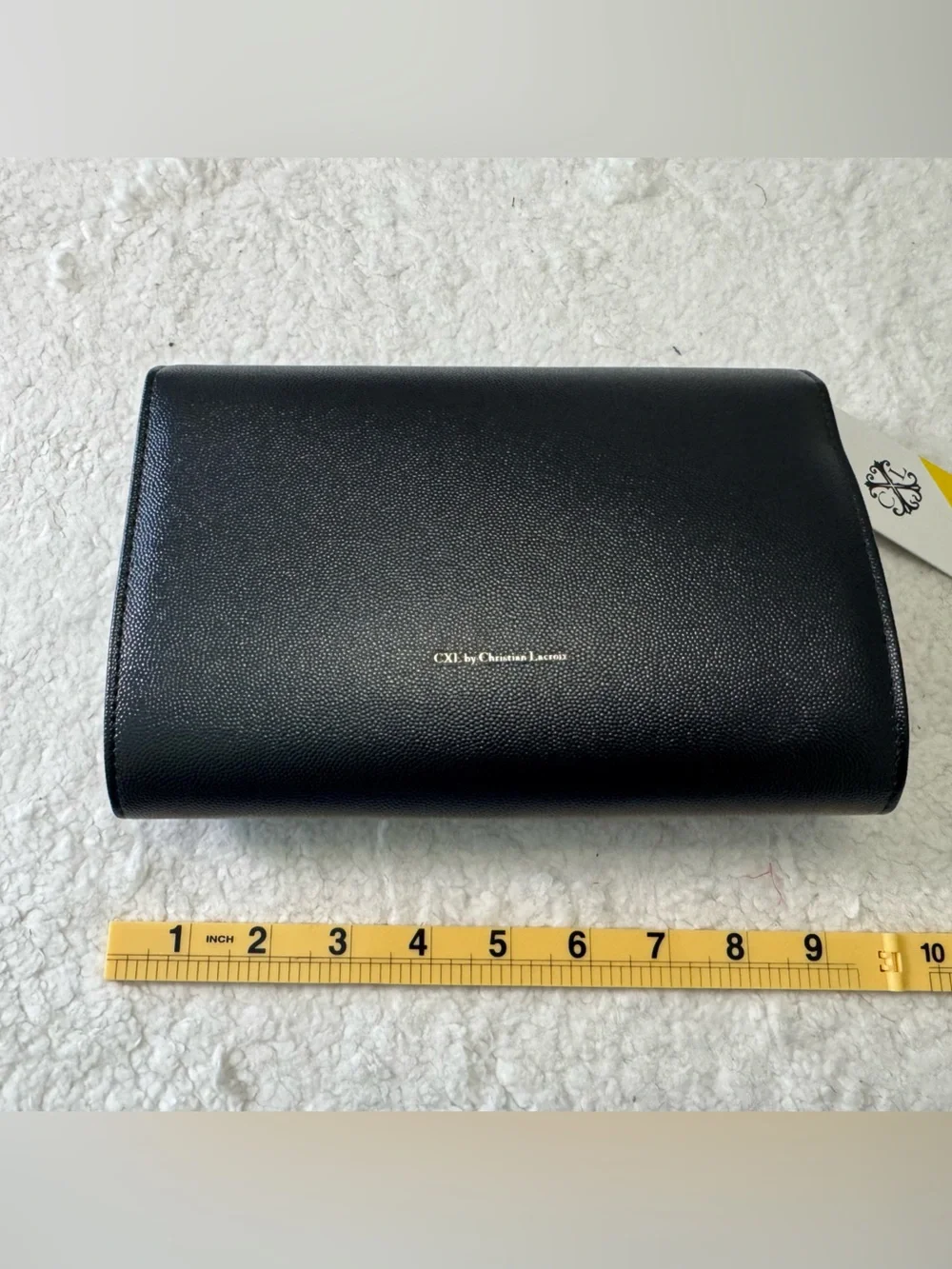 Christian Lacroix Black Clutch with Gold Emblem